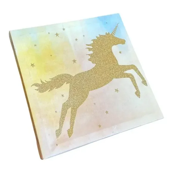 Unicorn Dreams Toddler Bedding Set 12x12 gold glitter Canvas Unicorn wall art